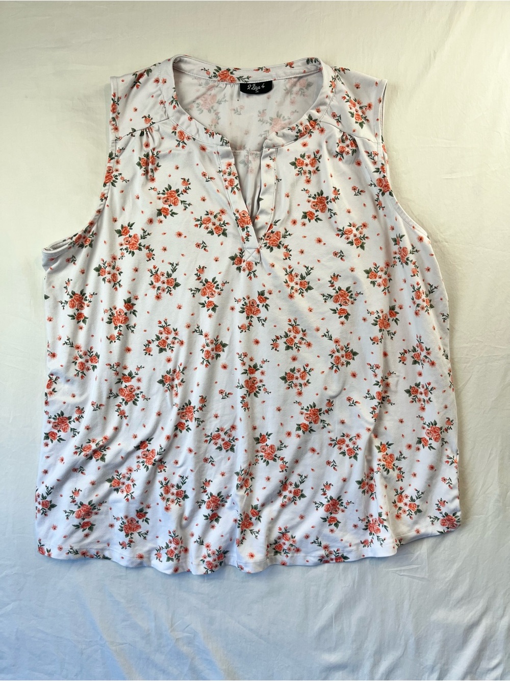 2 Dye 4 Floral Sleeveless Blouse Plus Size 2X Cottagecore Boho Top